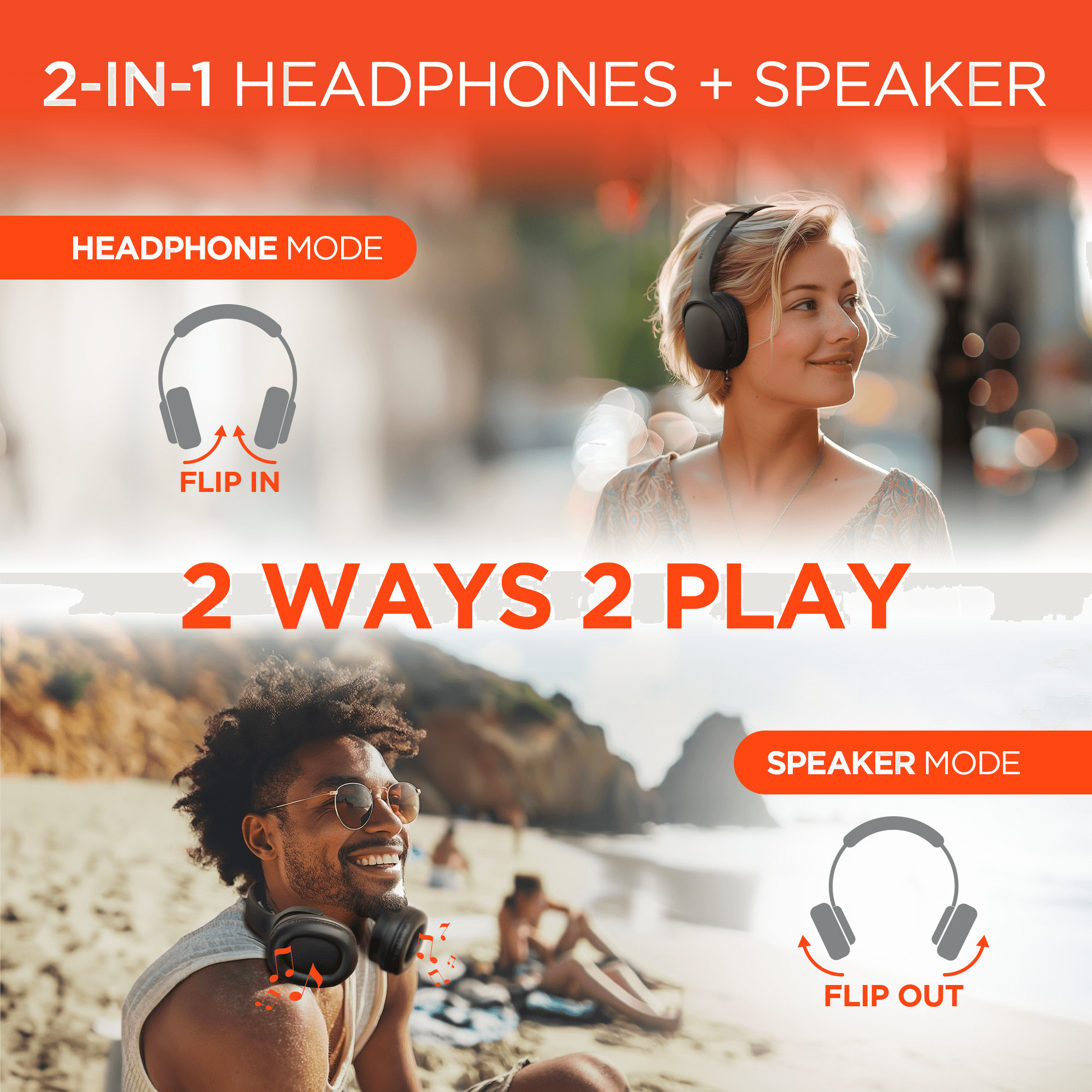 HyperGear Flip 2-in-1 Headphones Plus Speaker Jupiter Gear Home
