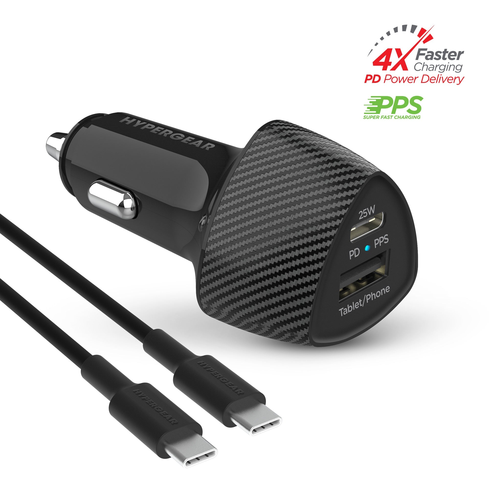 HyperGear SpeedBoost 25W PD USB-C Car Charger Kit with PPS Fast Charge Tech Jupiter Gear Home