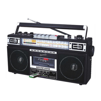 Supersonic 4 Band Bluetooth Radio &amp; Cassette Player + Cassette To Mp3 Converter Jupiter Gear Home
