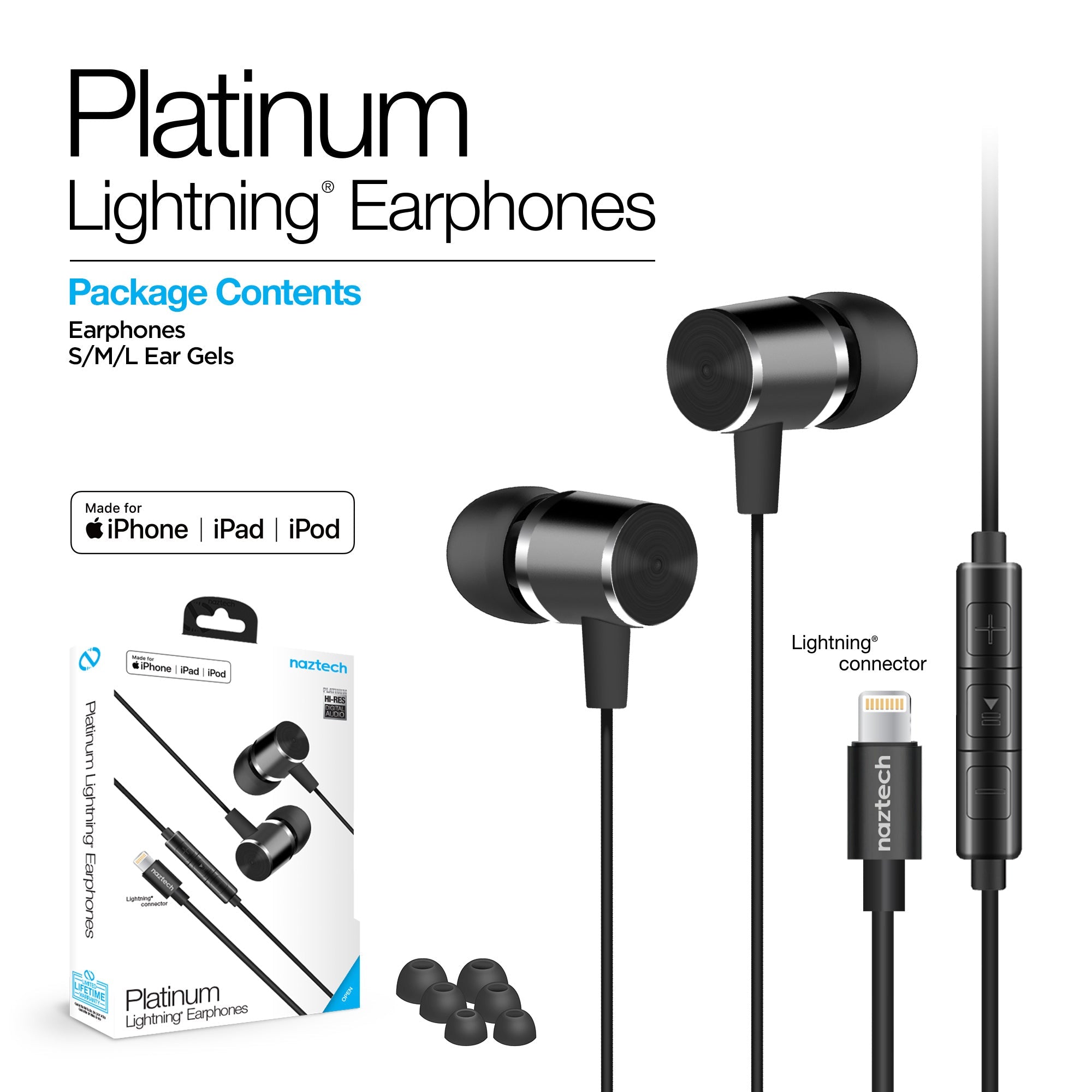 Naztech Platinum High Fidelity Lightning Earbuds Jupiter Gear Home