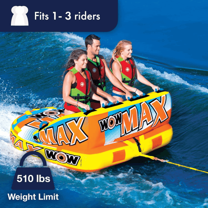 WOW Watersports Max Inflatable Towable Deck Tube for up to 3 Riders Jupiter Gear Home