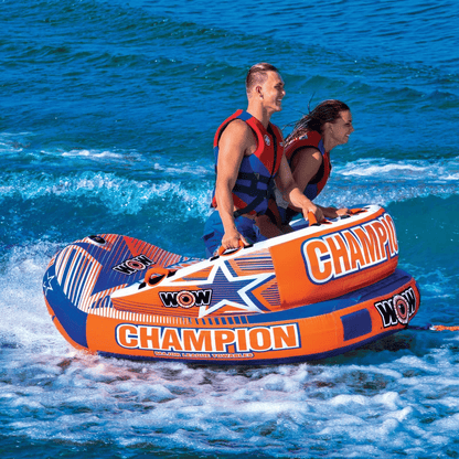 WOW Watersports Champion 2-Person Towable with EZ-Up Nose for Minimal Drag and Footrest Jupiter Gear Home