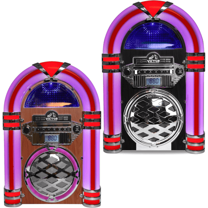 Victor Broadway II Desktop CD Jukebox with Multi-Color LED Lighting and FM Radio Jupiter Gear Home