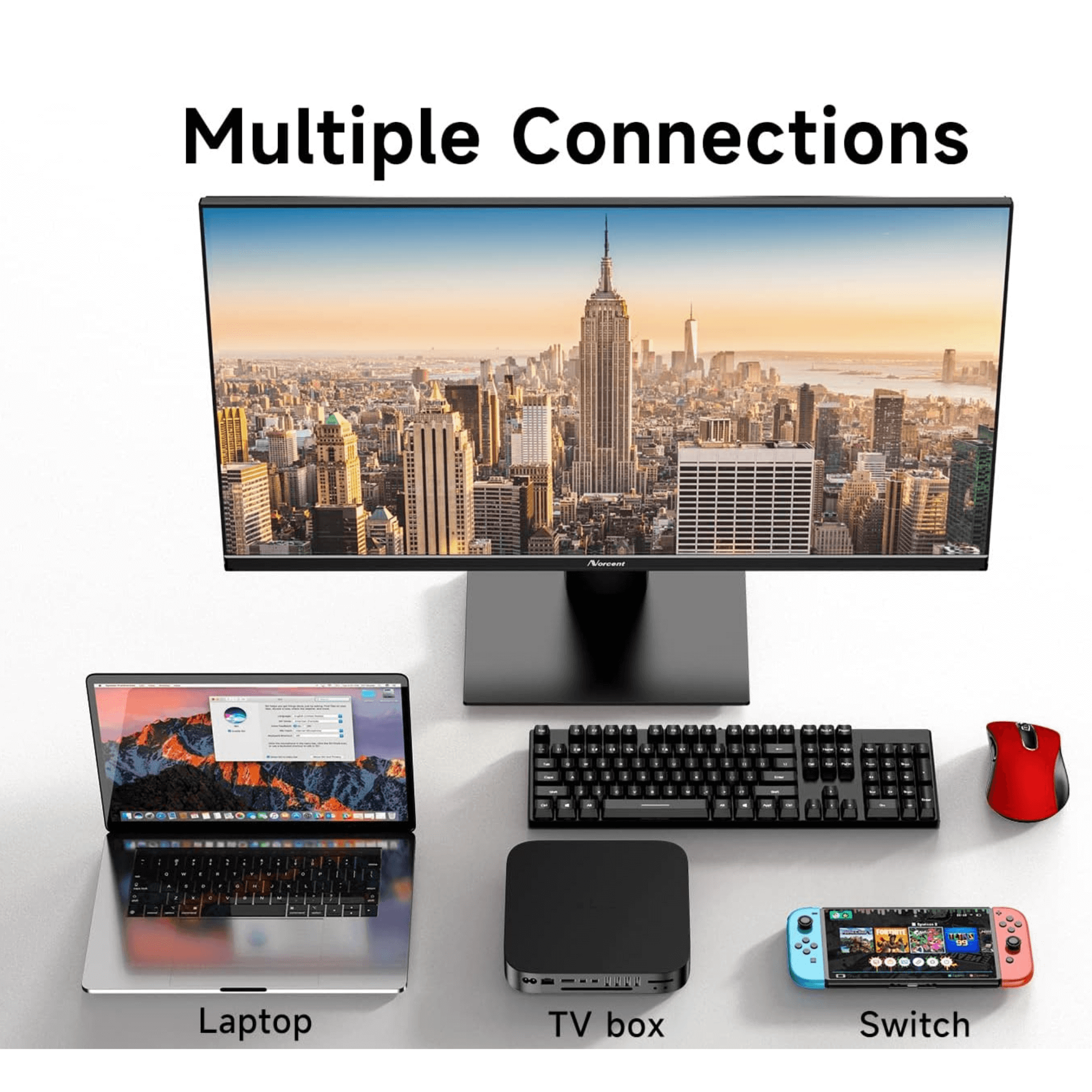 Norcent 27 Inch Frameless Computer Monitor FHD 75HZ VA with Built-In Speakers Jupiter Gear Home