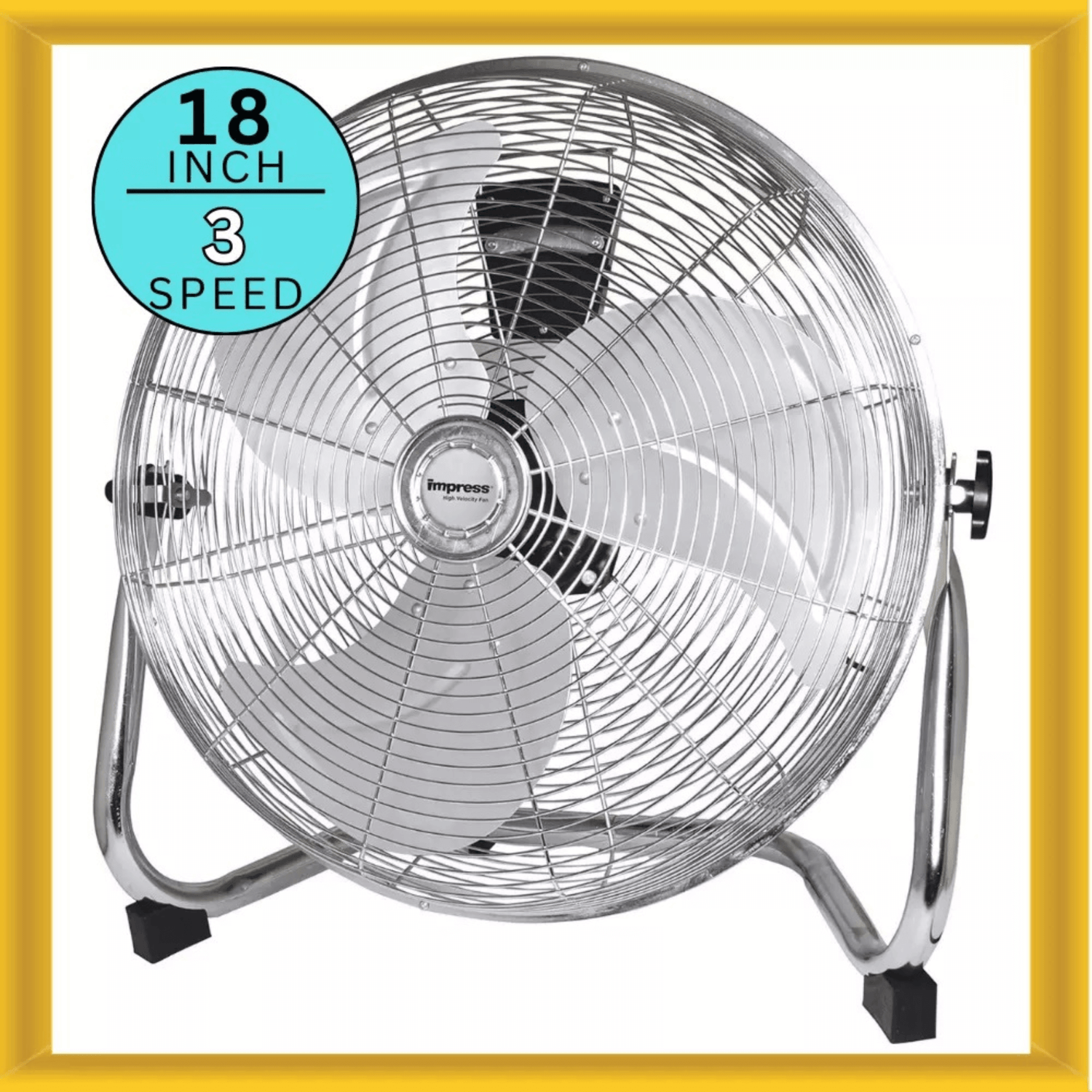 Impress 18-Inch High-Velocity Floor Fan with Chrome Finish Jupiter Gear Home