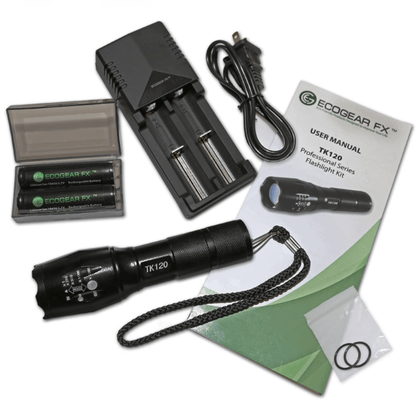 EcoGear FX TK120 Professional LED Flashlight Kit with Batteries and Charger Jupiter Gear Home