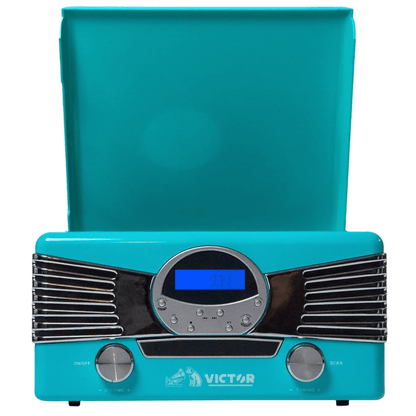 Victor Diner 7-in-1 Turntable Music Center Turquoise - Refurbished Jupiter Gear Home