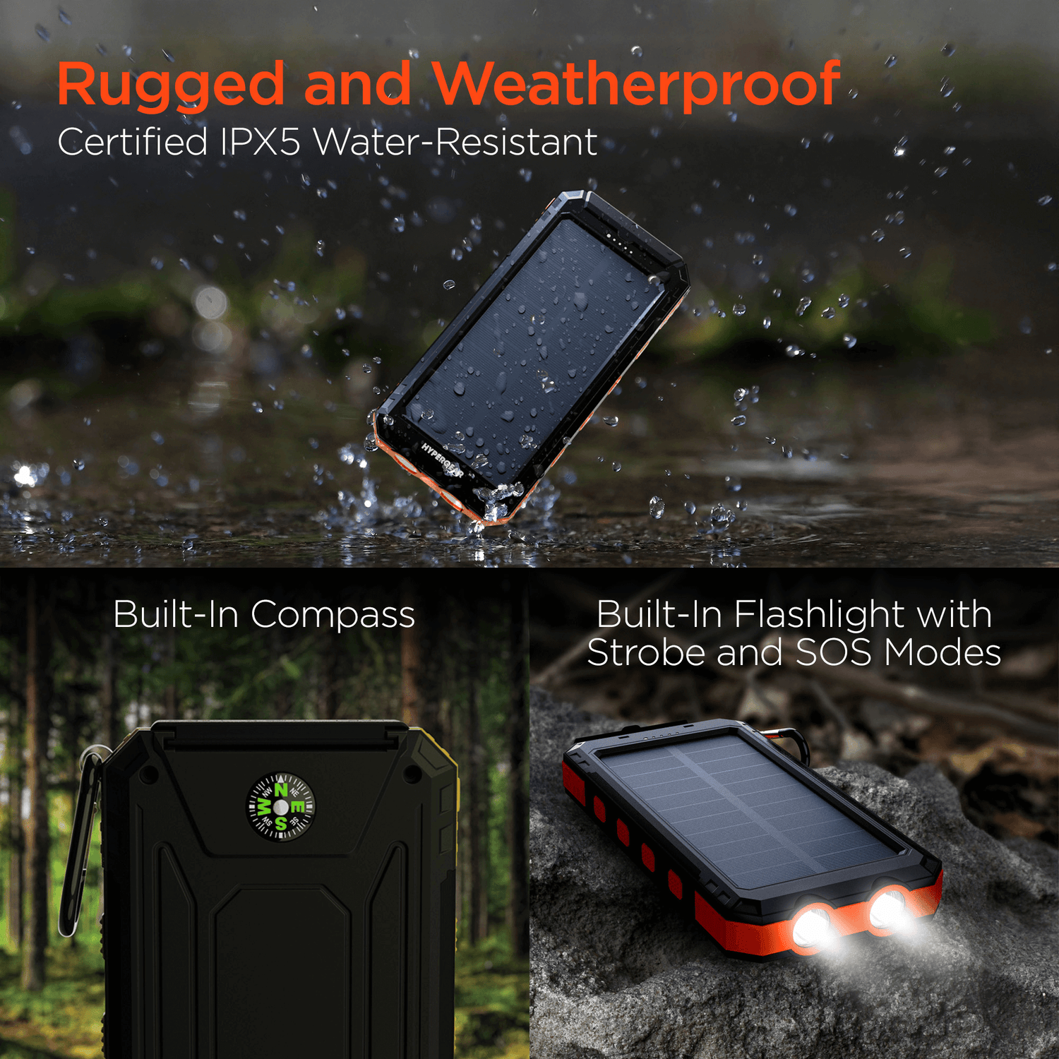 HyperGear SolPro 10K Fast Charge Solar 10000mAh PD Power Bank Jupiter Gear Home