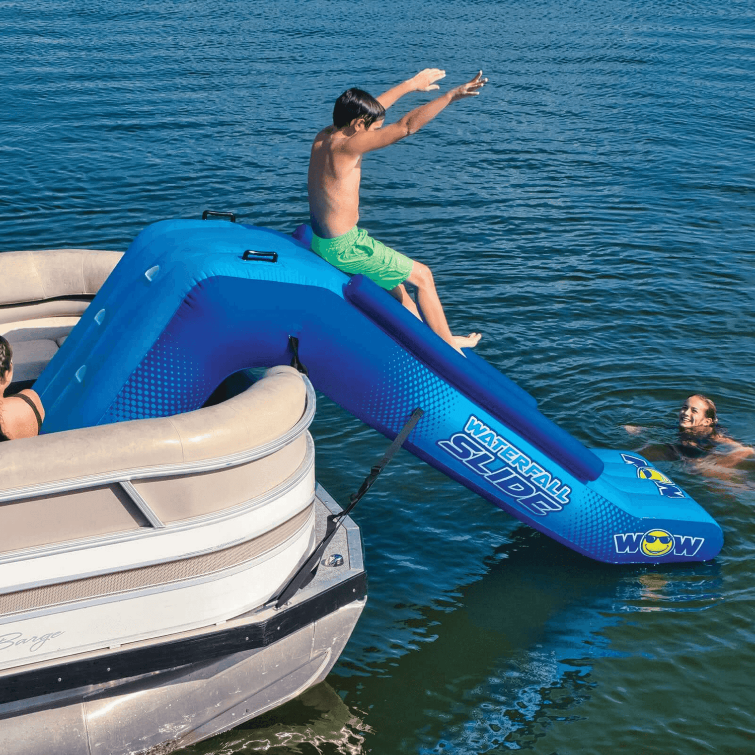 WOW Watersports Pontoon Waterfall Slide with Inflatable Safety Rails Jupiter Gear Home