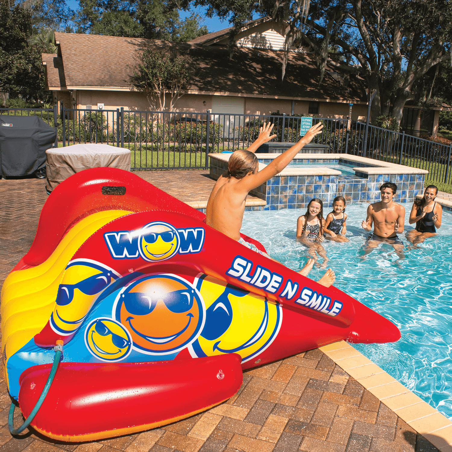 WOW Watersports Slide N Smile Inflatable Pool Slide with Sprinklers Jupiter Gear Home