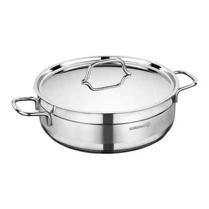 Korkmaz Alfa 4.2L Stainless Steel Low Casserole Dish with Lid Jupiter Gear Home