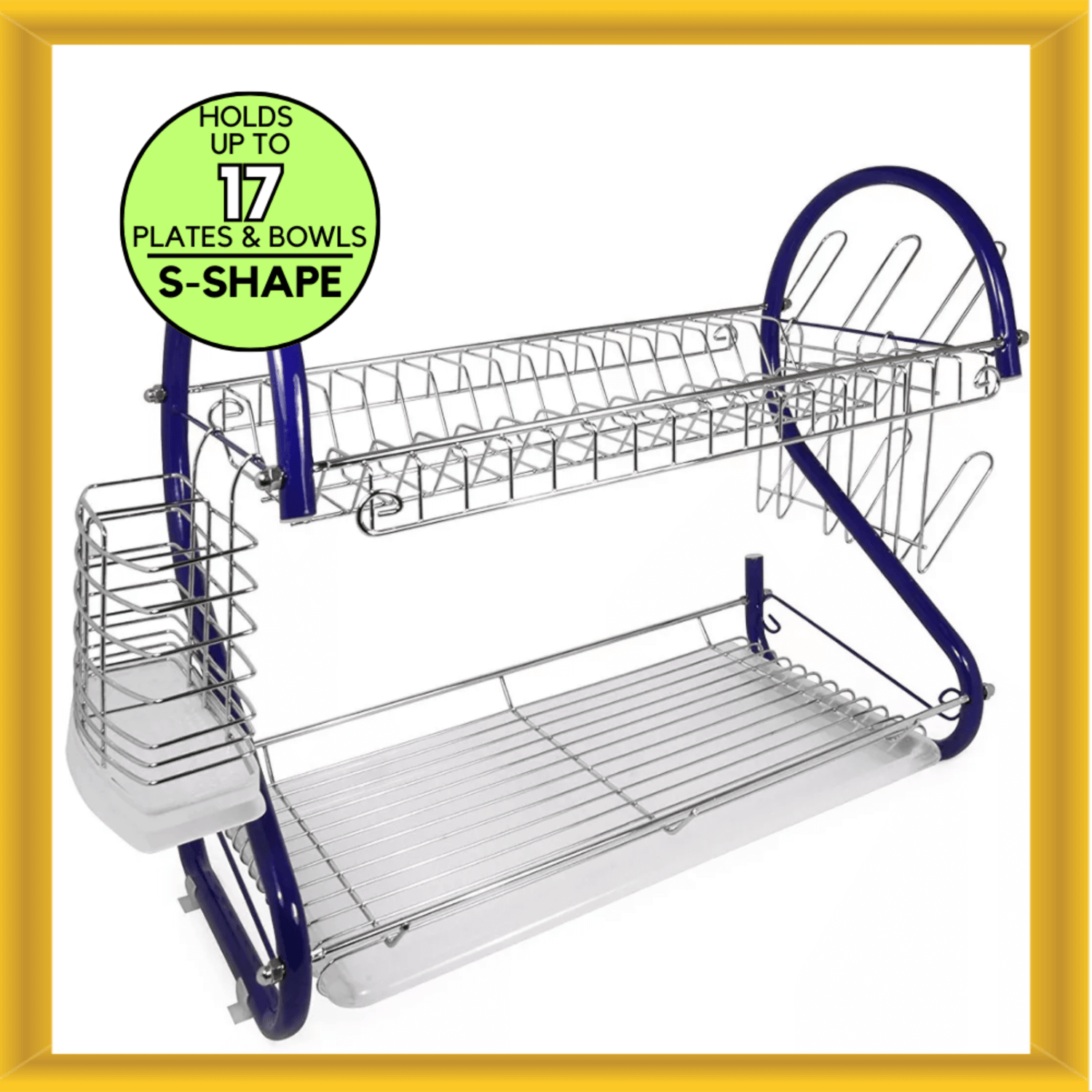 Better Chef 16" 2-Level Colored-Chrome-Plated S-Shaped Dish Rack Jupiter Gear Home