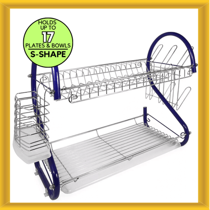 Better Chef 16" 2-Level Colored-Chrome-Plated S-Shaped Dish Rack Jupiter Gear Home