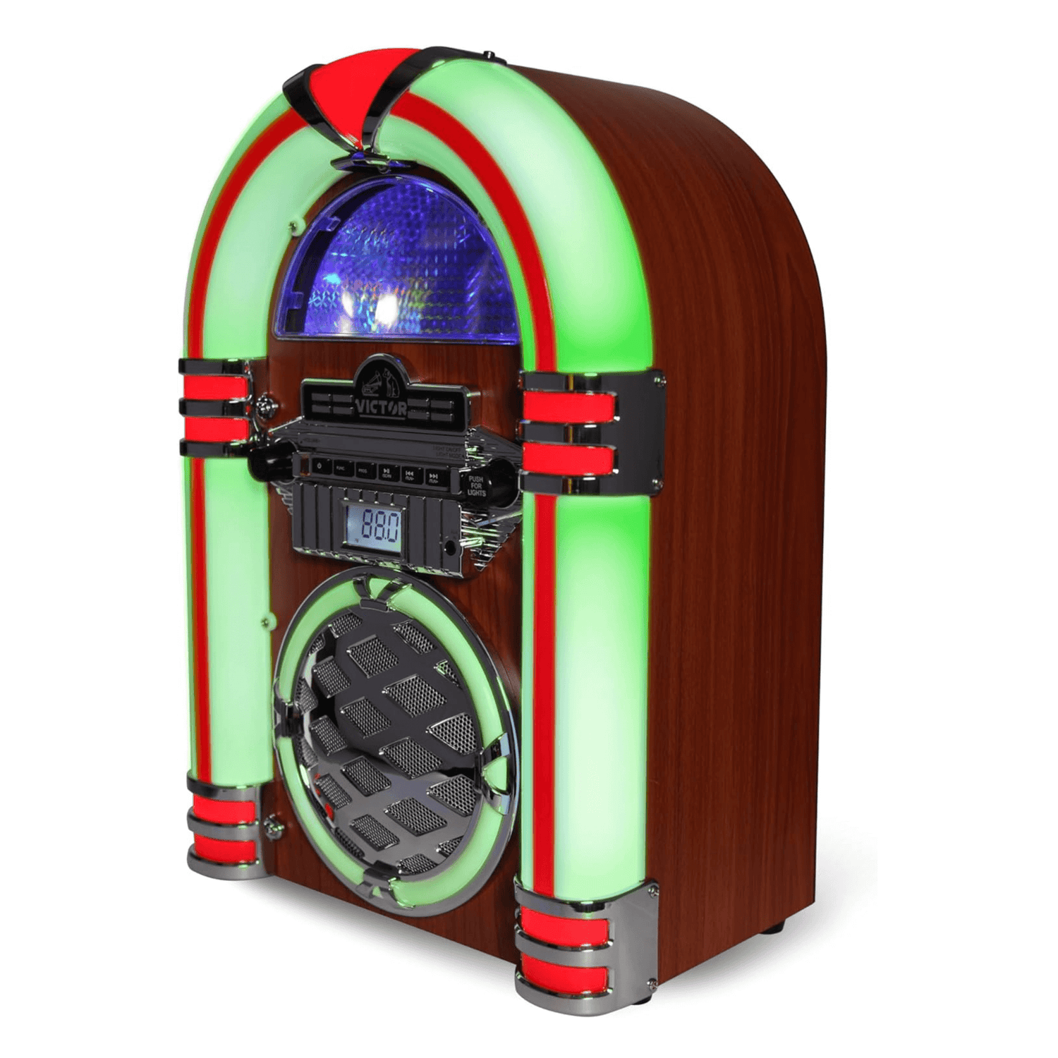 Victor Wilshire Bluetooth Jukebox with Multicolor LED Lighting and FM Radio Jupiter Gear Home