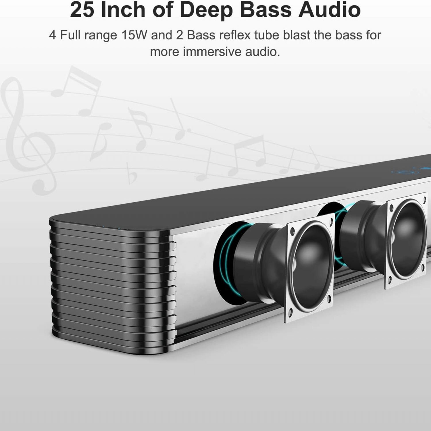 Norcent KB2020 Black Mamba Series 25" 120W Bluetooth Sound Bar with Sub-Woofer Jupiter Gear Home