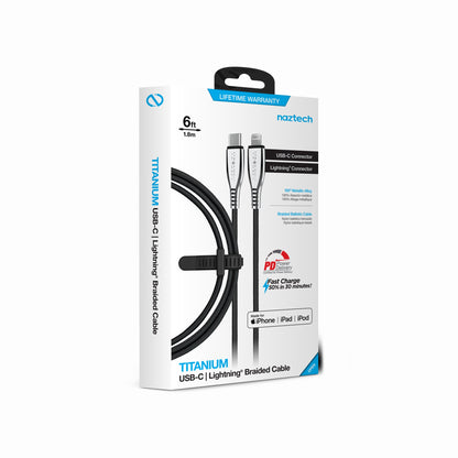 Naztech Titanium USB-C to Lightning Braided Cable 6ft Jupiter Gear Home