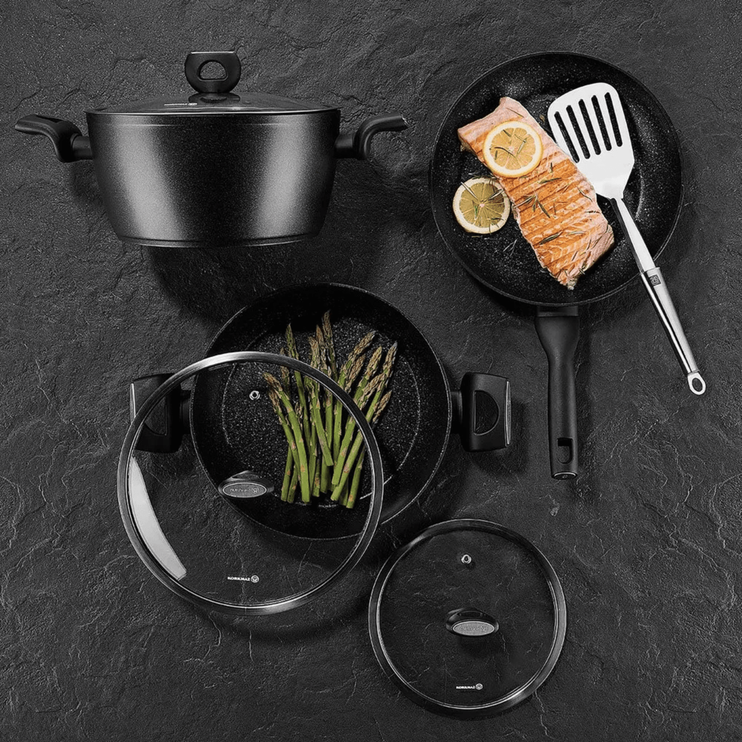 Korkmaz Nora Granita 3.6L Aluminum Non Stick Low Casserole Dish with Lid Jupiter Gear Home
