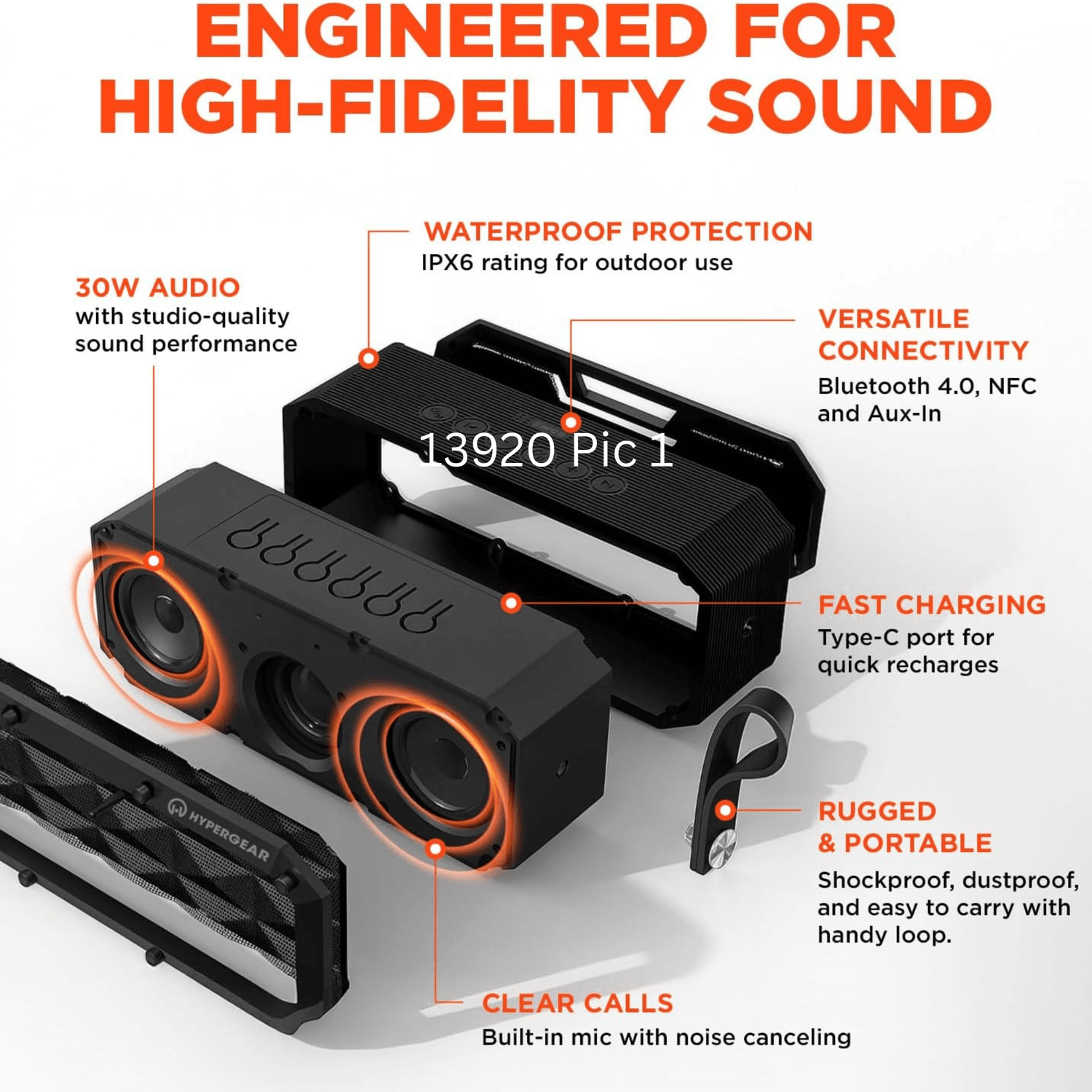 HyperGear Beast XL Water-Resistant Wireless Speaker Jupiter Gear Home