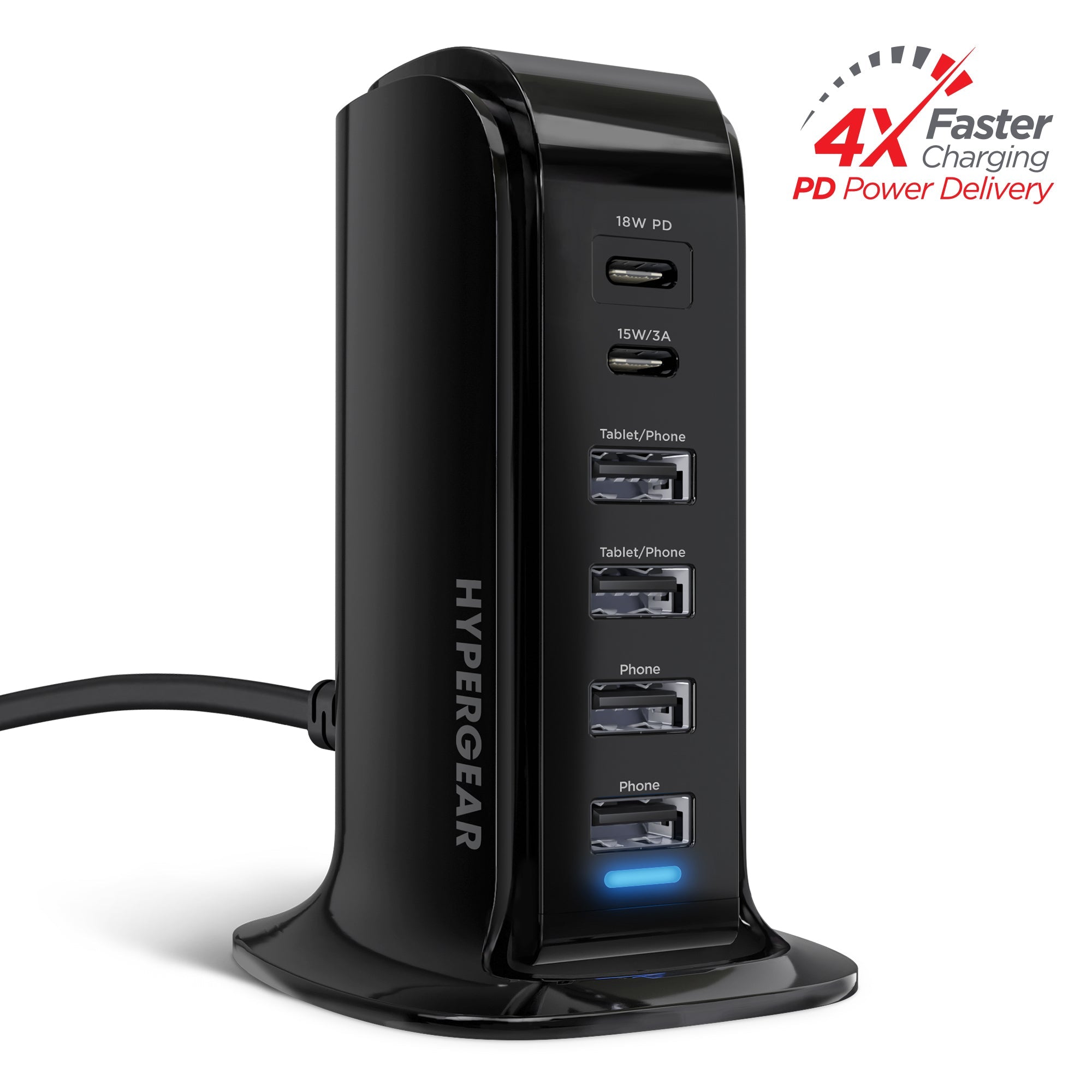 HyperGear Power Tower 42W 6 USB Charging Station Jupiter Gear Home