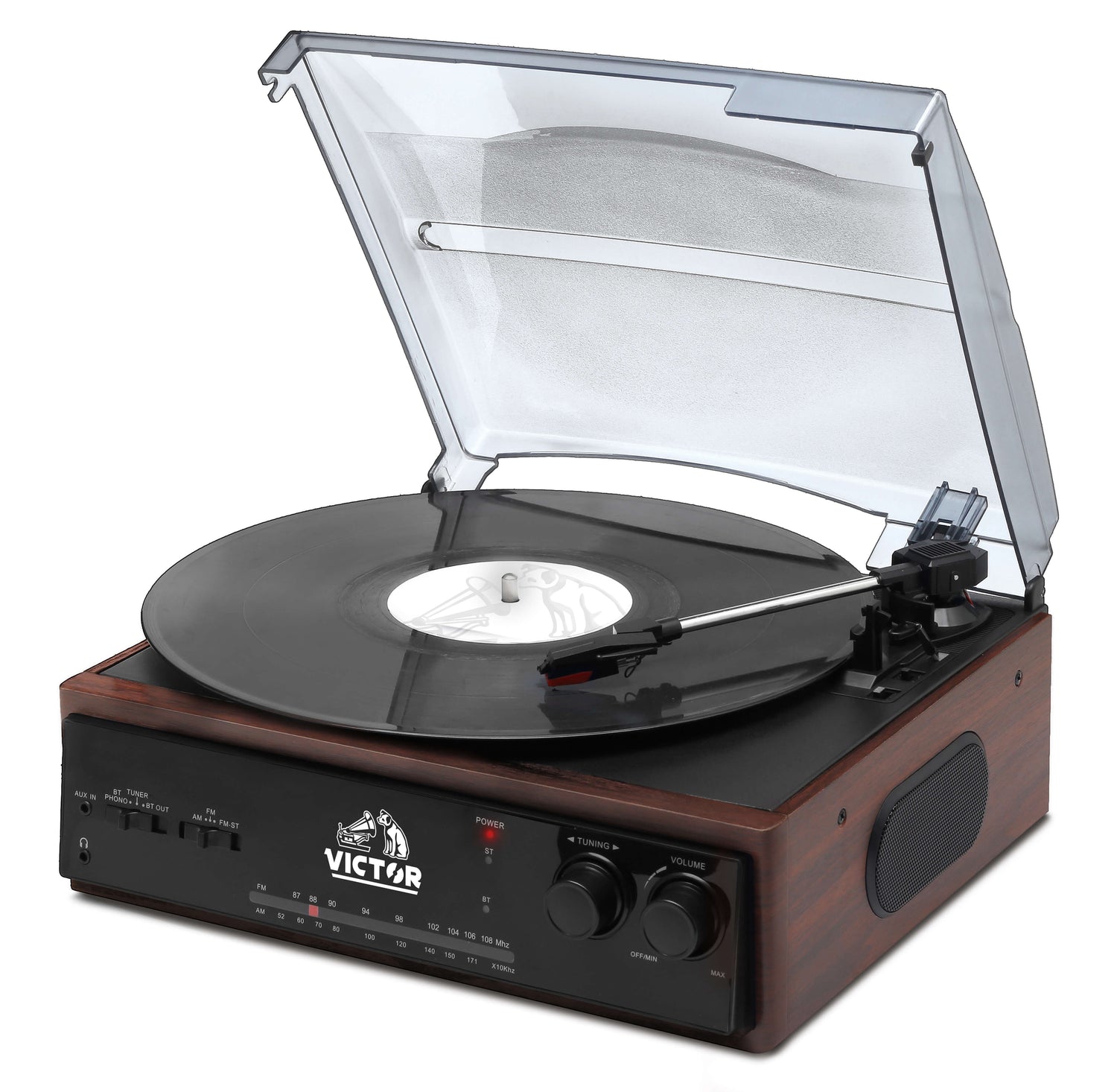 Victor Salem 5-in-1 3-Speed Turntable System with Dual Bluetooth Jupiter Gear Home