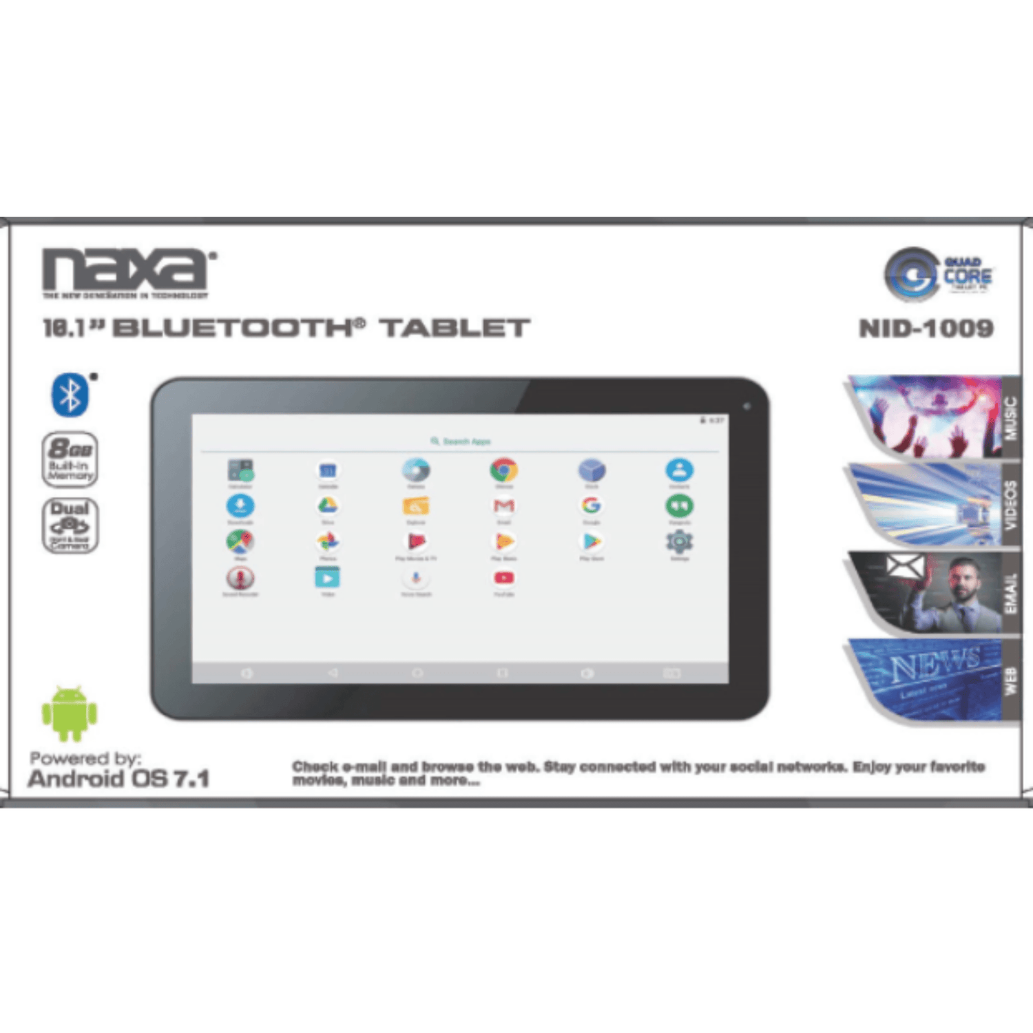 Naxa 10.1” Core Tablet with Android OS 7.1 - Refurbished Jupiter Gear Home