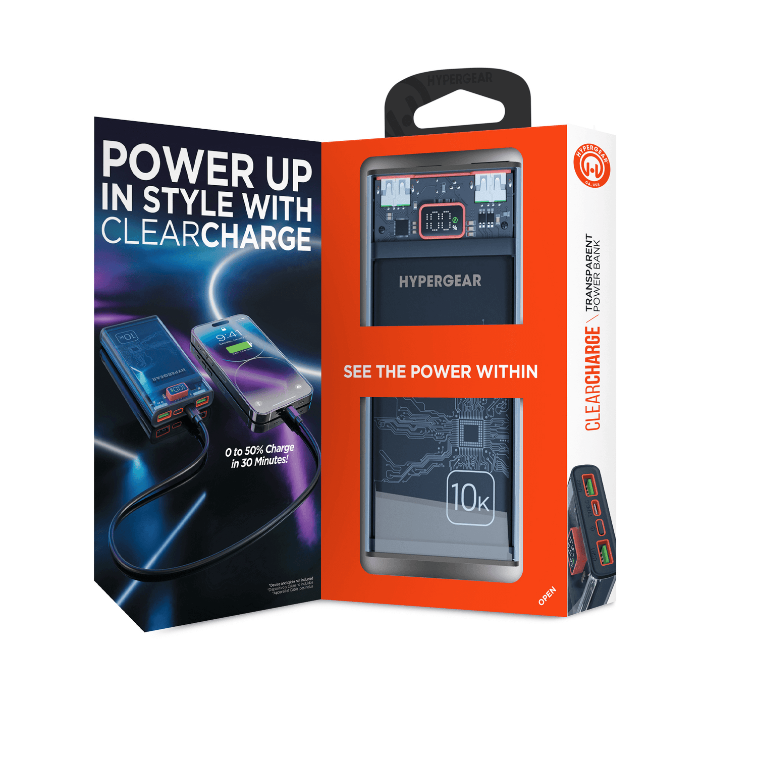 HyperGear ClearCharge 10000mAh Transparent PD Power Bank Jupiter Gear Home