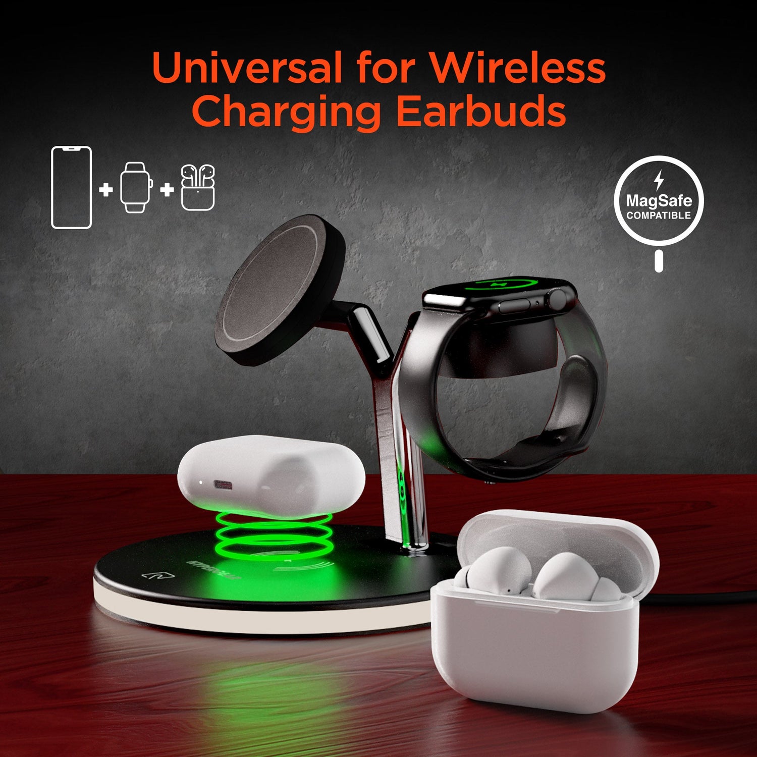 HyperGear MaxCharge 3-in-1 MagSafe Wireless Charging Stand for Phones Jupiter Gear Home