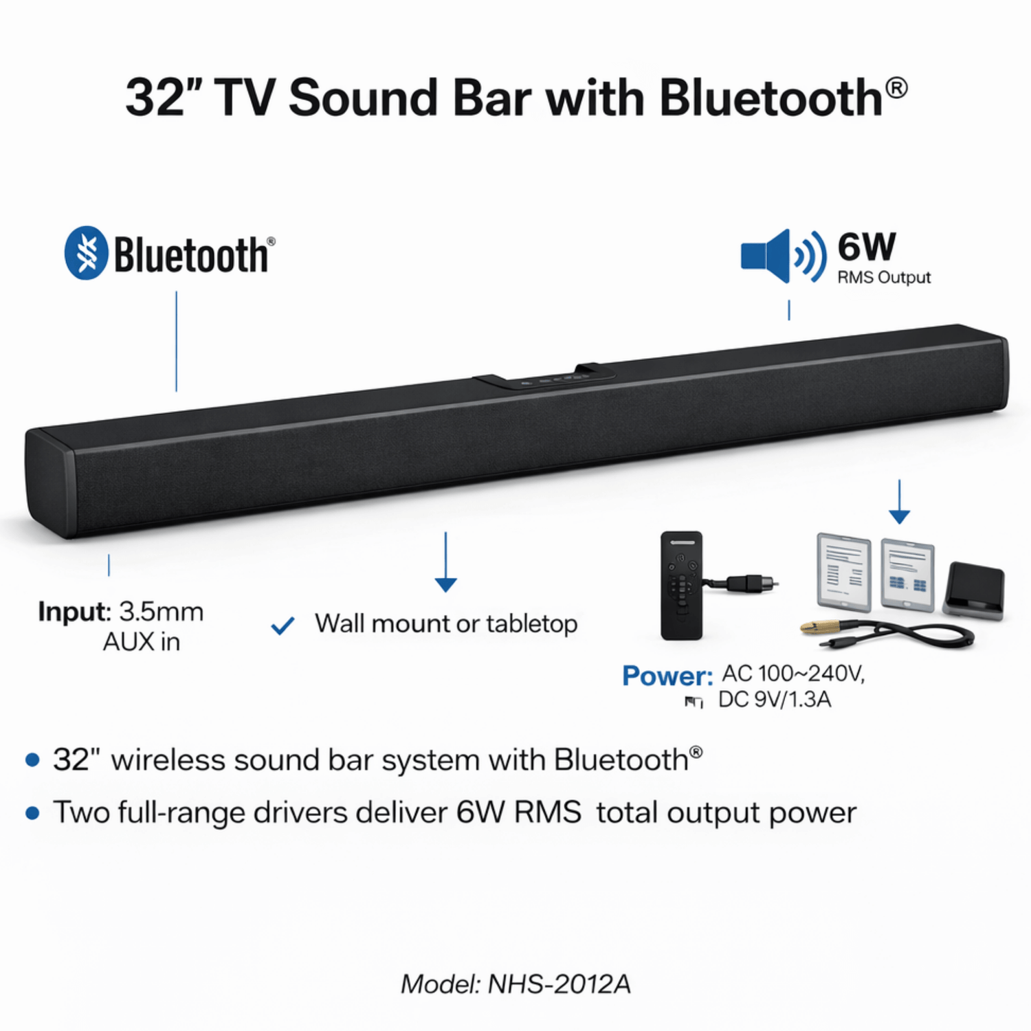Naxa 32" Bluetooth TV Sound Bar - Refurbished Jupiter Gear Home