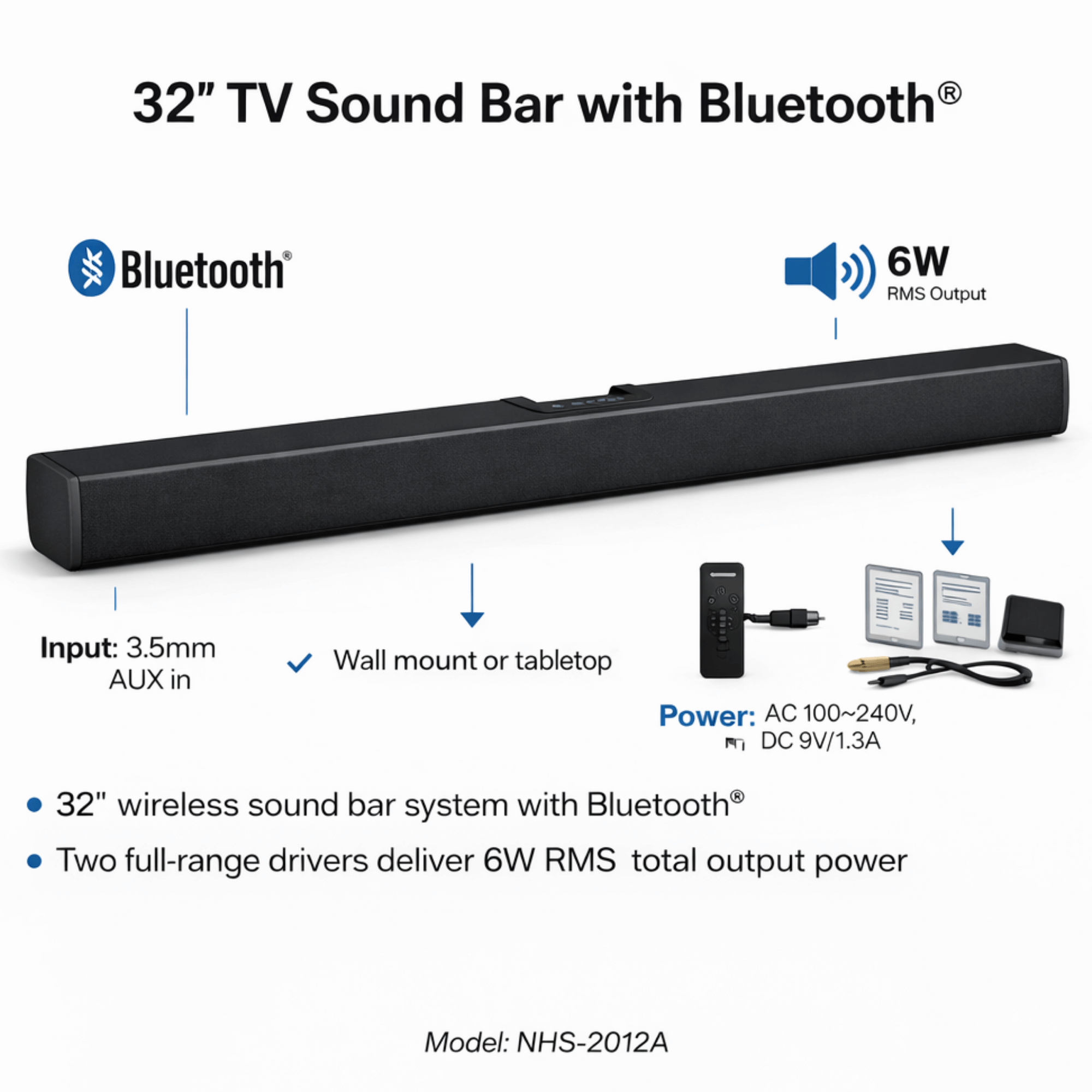 Naxa 32" Bluetooth TV Sound Bar - Refurbished Jupiter Gear Home