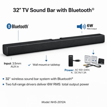 Naxa 32" Bluetooth TV Sound Bar - Refurbished Jupiter Gear Home