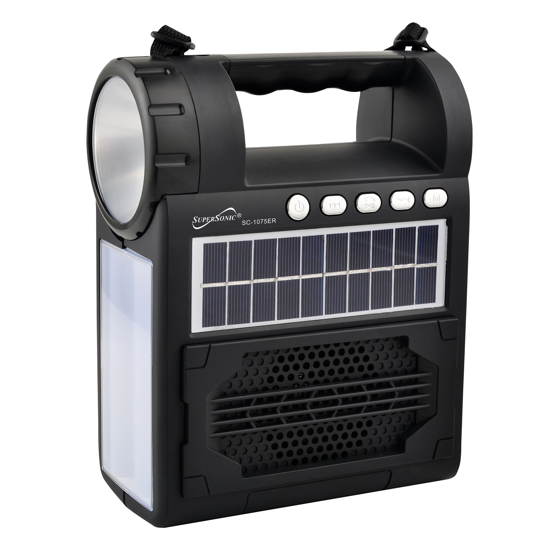 Supersonic Solar Power Speaker w FM Radio, Flashlight, Lantern &amp; Phone Stand Jupiter Gear Home