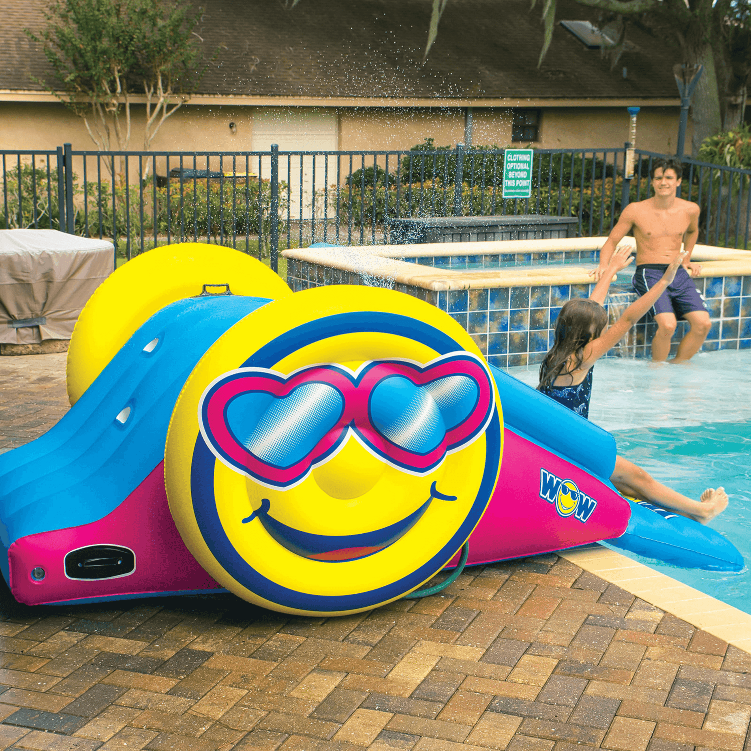WOW Watersports Fun Inflatable Water Slide with Sprinklers for In-Ground Pools Jupiter Gear Home