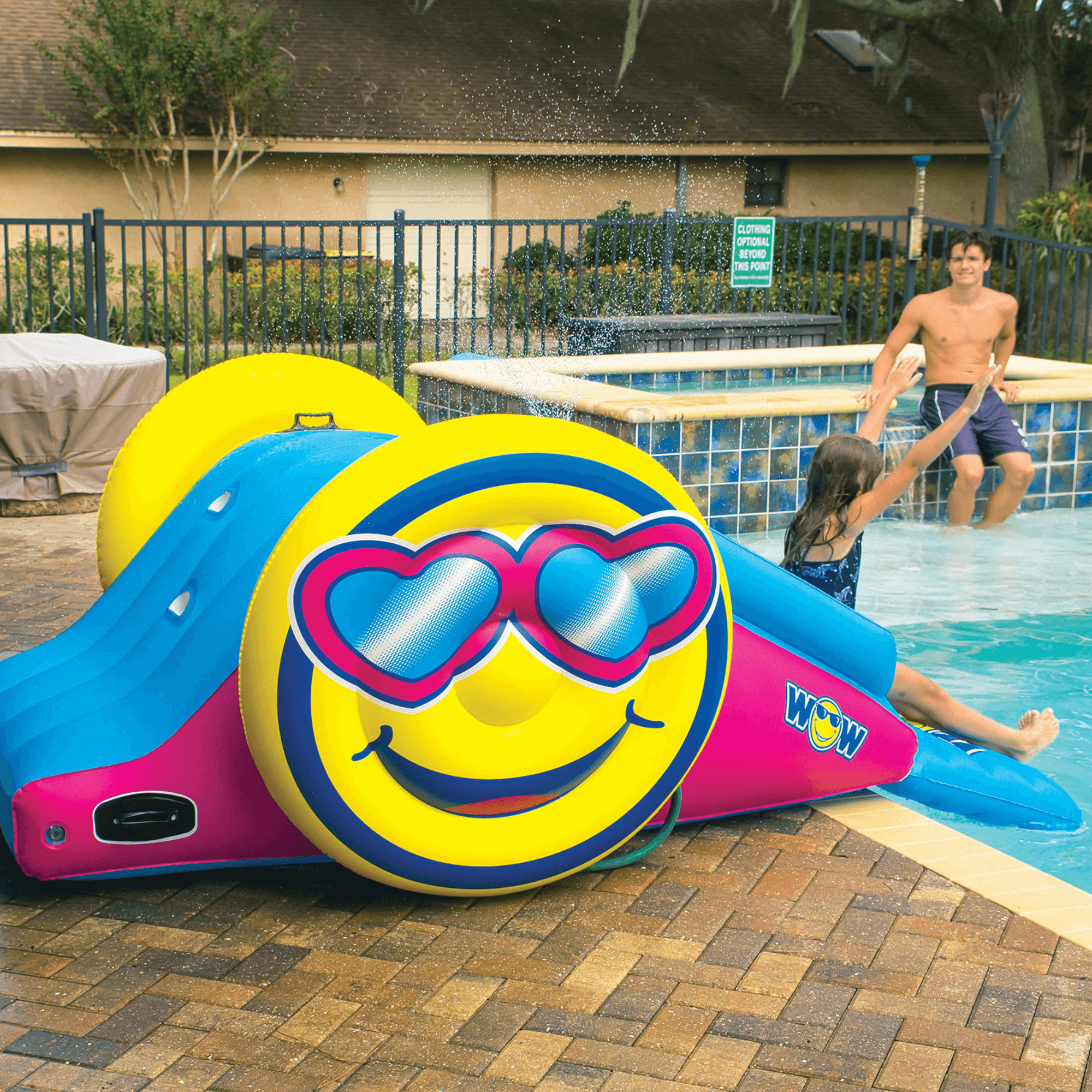 WOW Watersports Fun Inflatable Water Slide with Sprinklers for In-Ground Pools Jupiter Gear Home