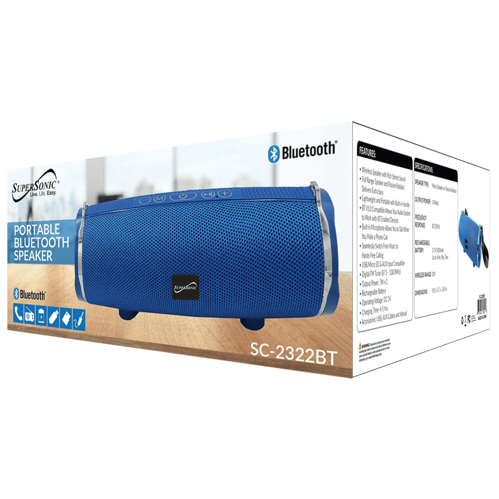 Supersonic Portable Bluetooth Wireless Speaker Jupiter Gear Home