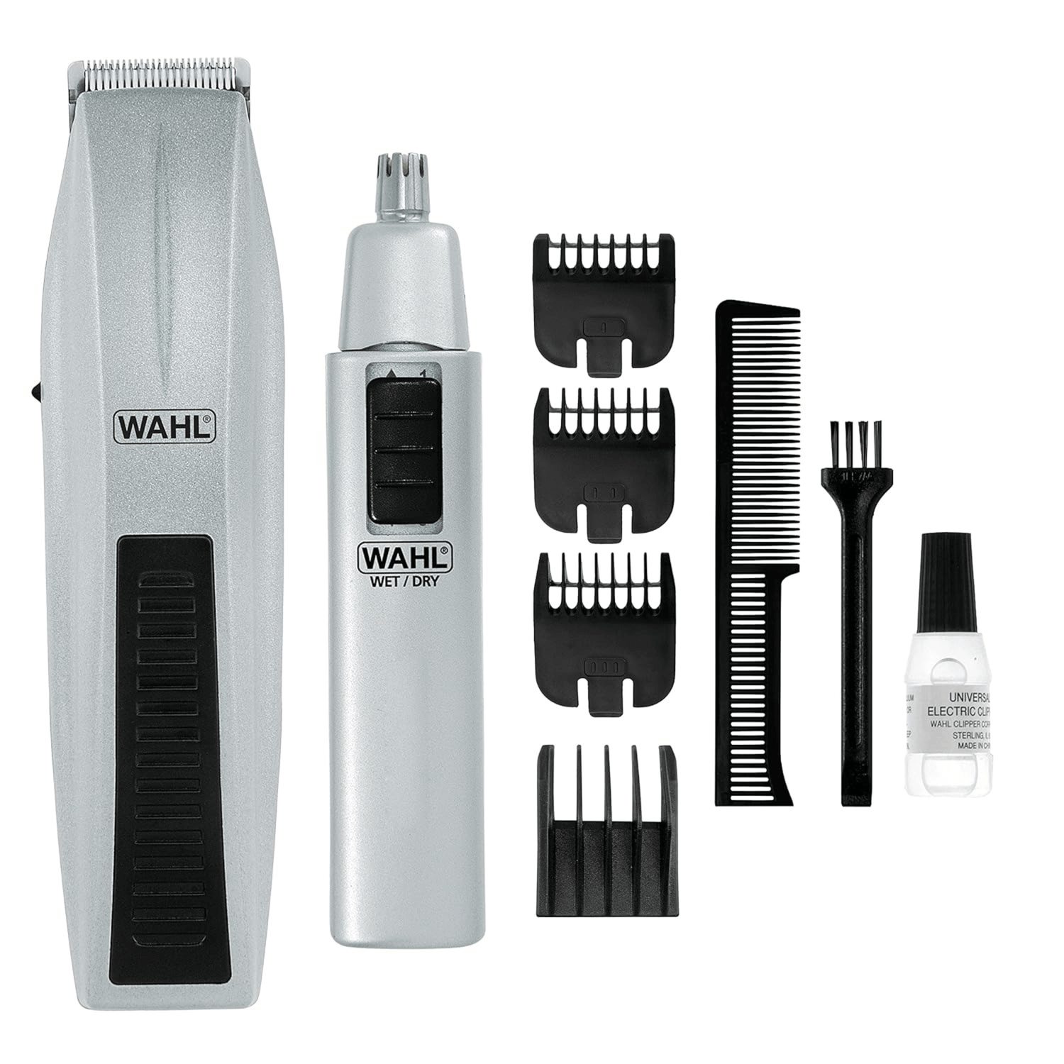 Wahl Battery Operated Beard and Nose-Hair Trimmer Mens Grooming 9-Piece Combo Jupiter Gear Home