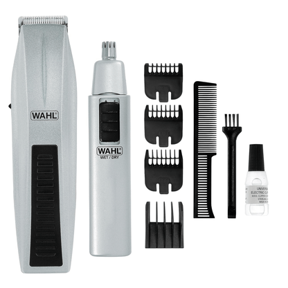 Wahl Battery Operated Beard and Nose-Hair Trimmer Mens Grooming 9-Piece Combo Jupiter Gear Home