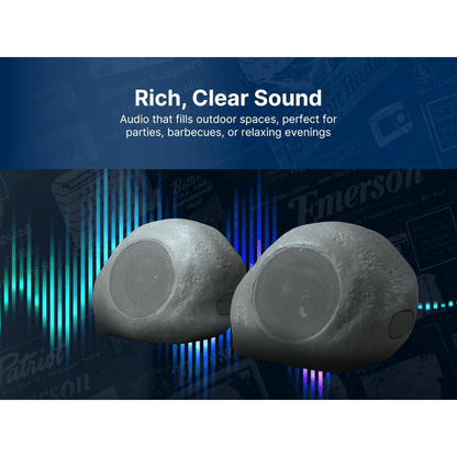 Emerson 1-Pair Mini Pebbles Duo Bluetooth Outdoor Speakers Jupiter Gear Home