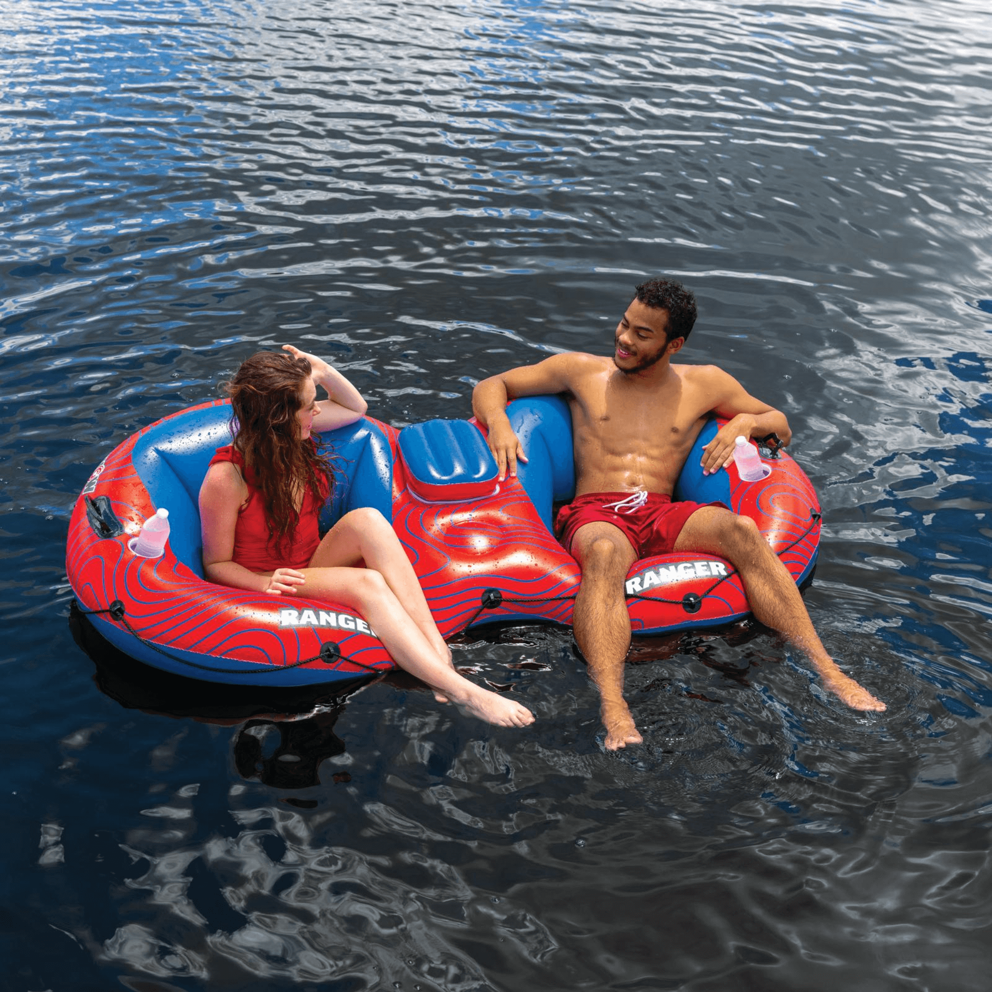 WOW Watersports Ranger 2-Person River Tube with Mesh Bottom and Cup Holders Jupiter Gear Home