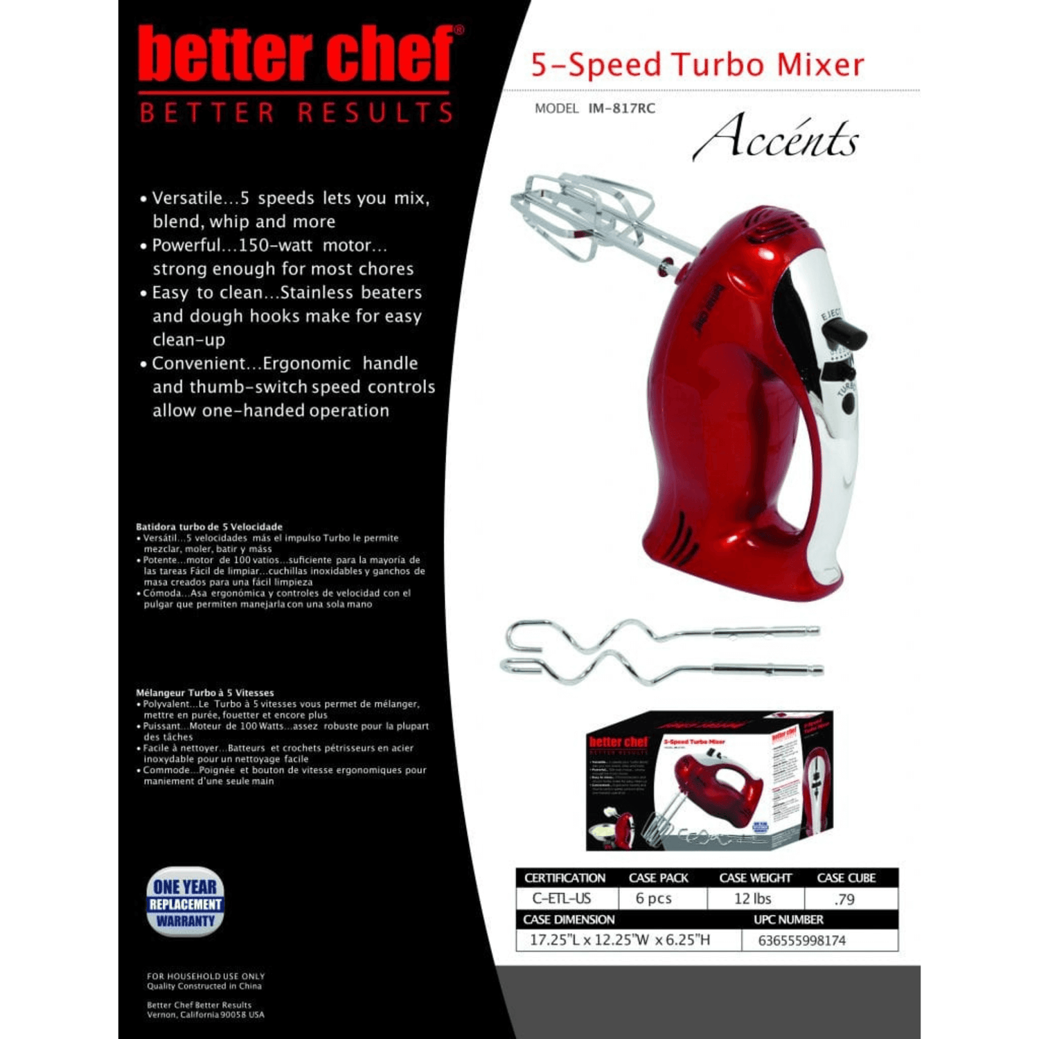 Better Chef 5-Speed Turbo Mixer Jupiter Gear Home
