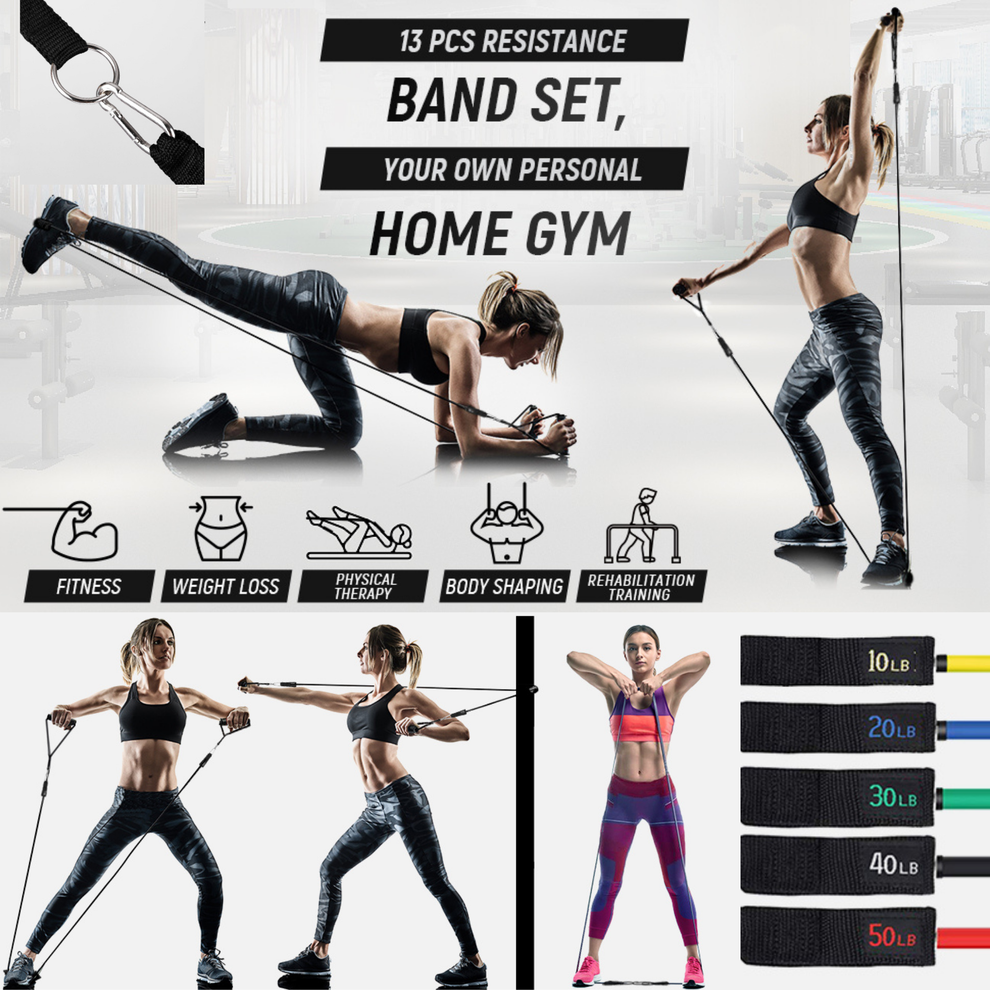 JupiterGear Intey Resistance Bands Set Exercise Bands with Protective Sleeve - Portable Resistance Bands with Door Anchor, Handles, Legs Ankle Straps - Home Gym Resistance Training [13 Pcs Set] Jupiter Gear Home