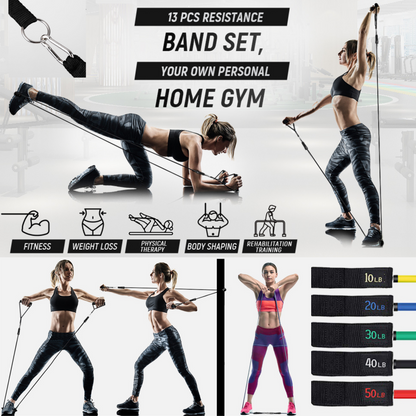 JupiterGear Intey Resistance Bands Set Exercise Bands with Protective Sleeve - Portable Resistance Bands with Door Anchor, Handles, Legs Ankle Straps - Home Gym Resistance Training [13 Pcs Set] Jupiter Gear Home