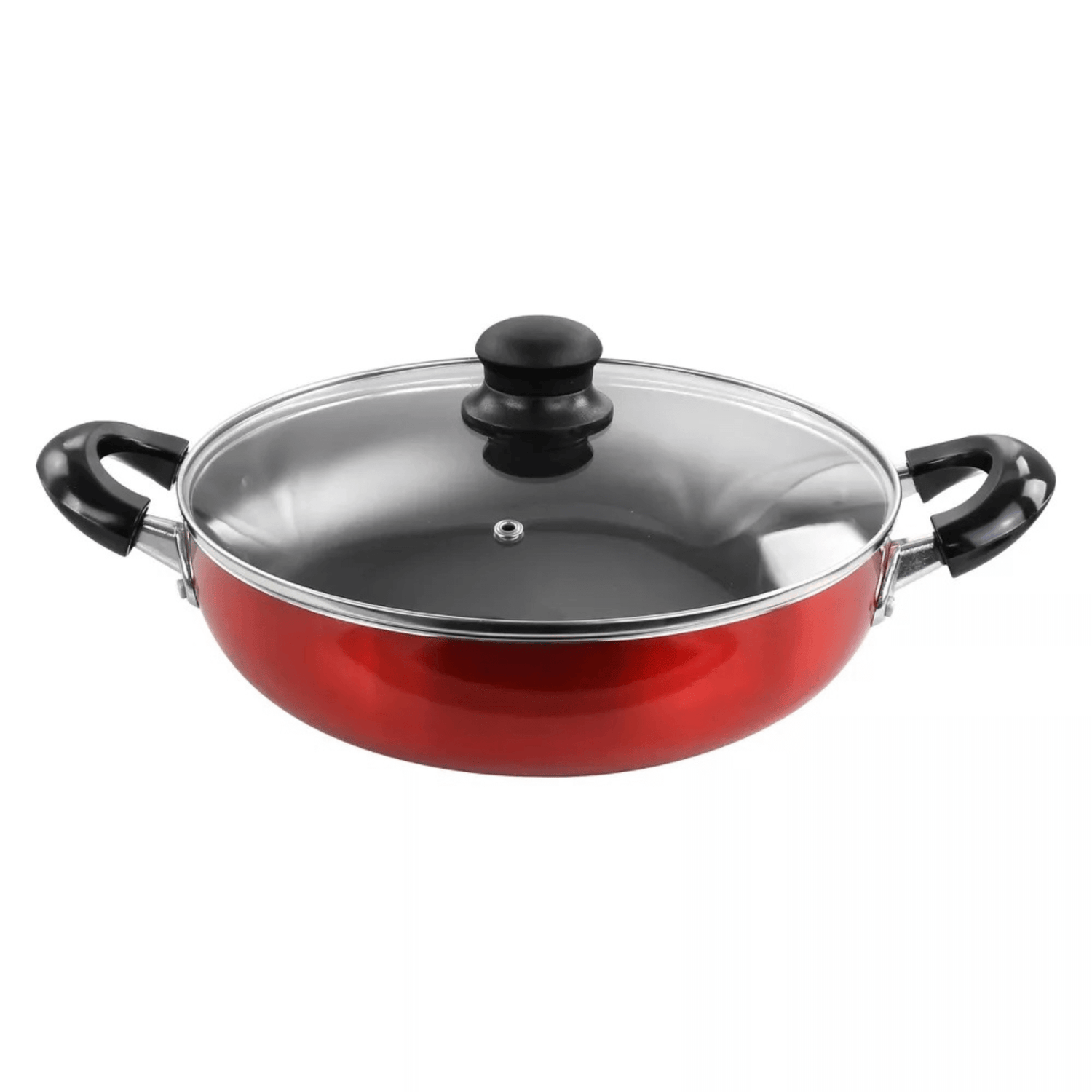 Better Chef 10" Aluminum Non-Stick Metallic Red Deep Fryer with Glass Lid Jupiter Gear Home