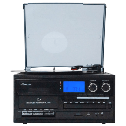 Victor Cosmopolitan 8-in-1 Turntable Music Center Black - Refurbished Jupiter Gear Home