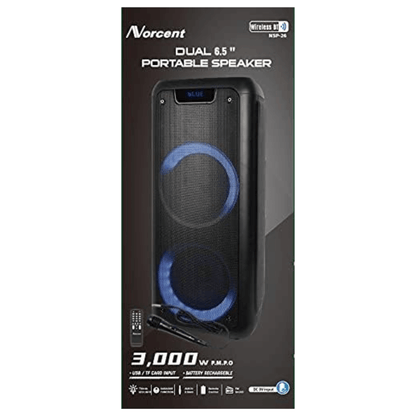 Norcent Dual 6.5" Portable Party Bluetooth Speaker with Flashing LED Lights Jupiter Gear Home