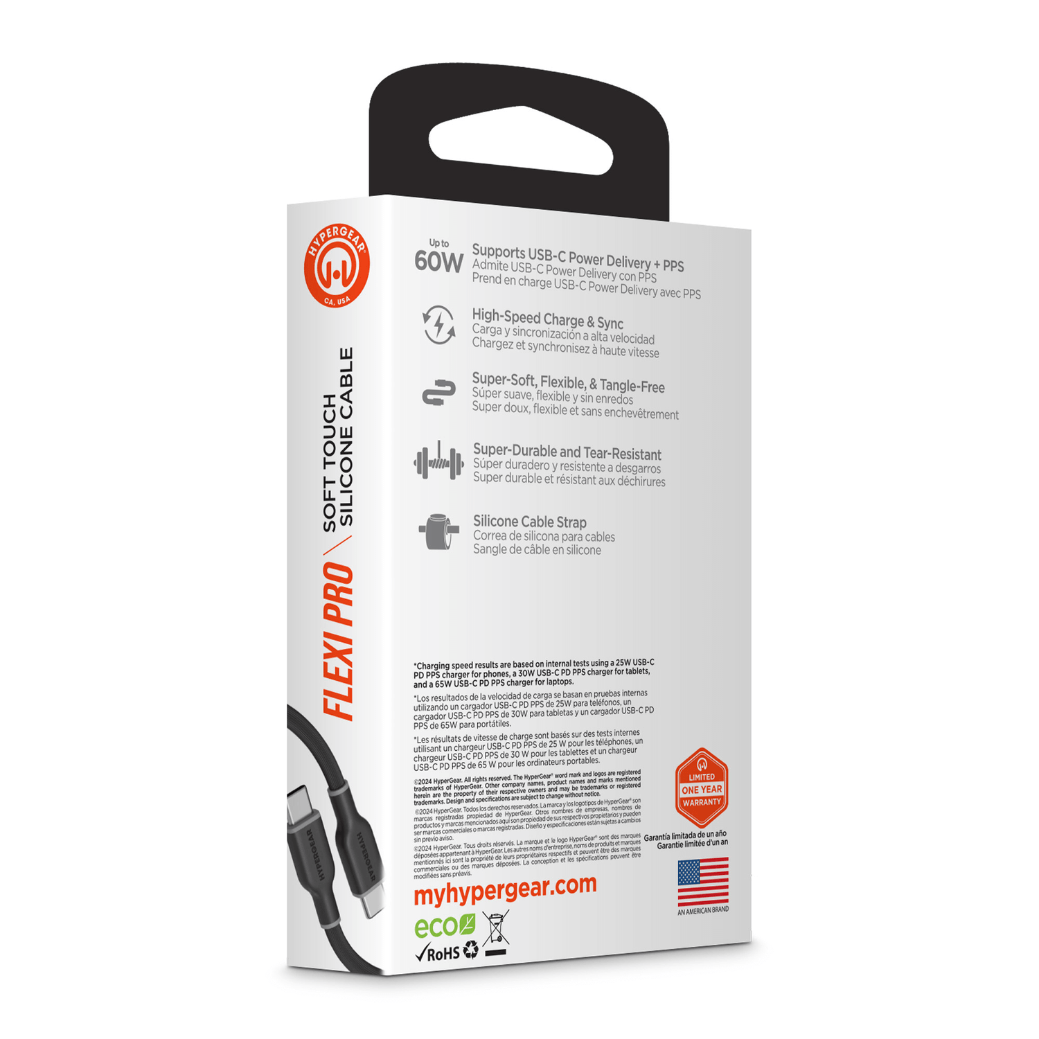 HyperGear Flexi PRO USB-C to USB-C Cable 4ft Jupiter Gear Home