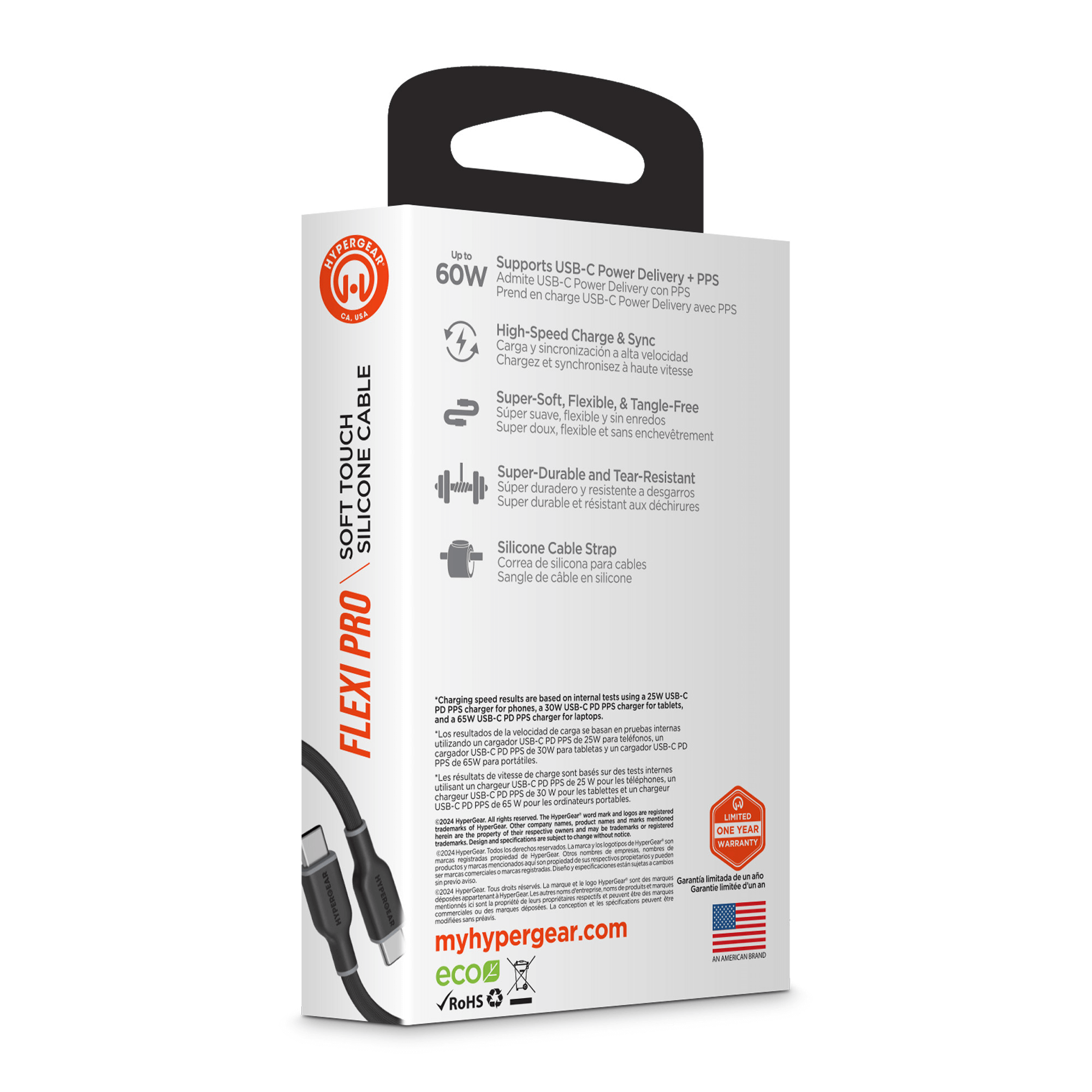 HyperGear Flexi PRO USB-C to USB-C Cable 4ft Jupiter Gear Home