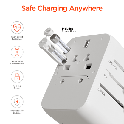 HyperGear WorldCharge Universal Travel Adapter with USB-C Jupiter Gear Home