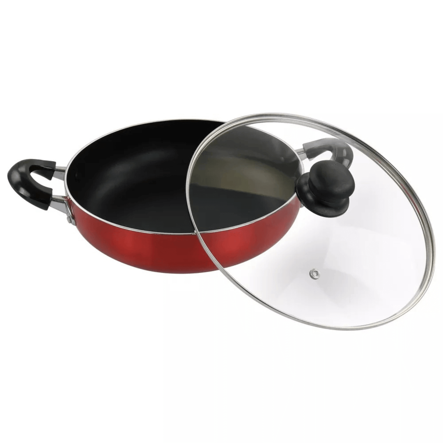 Better Chef 10" Aluminum Non-Stick Metallic Red Deep Fryer with Glass Lid Jupiter Gear Home