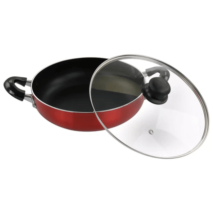 Better Chef 12" Aluminum Non-Stick Metallic Red Deep Fryer with Glass Lid Jupiter Gear Home