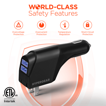HyperGear Hybrid 2.1A Dual USB Car/Wall Charger Jupiter Gear Home